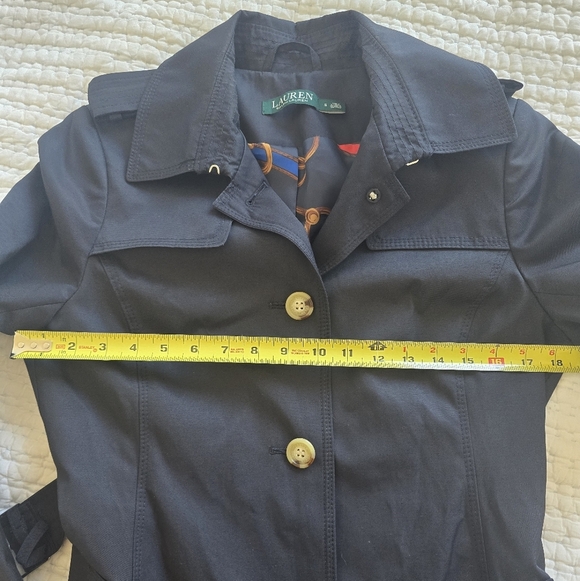 Lauren Ralph Lauren Trench Coat Sz S Navy Trench Coat - Picture 10 of 11